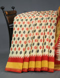 Shades of Cream And Red Colour Blouse Patola Print Semi Chanderi Saree By Gayathri Reddy Designer Studio