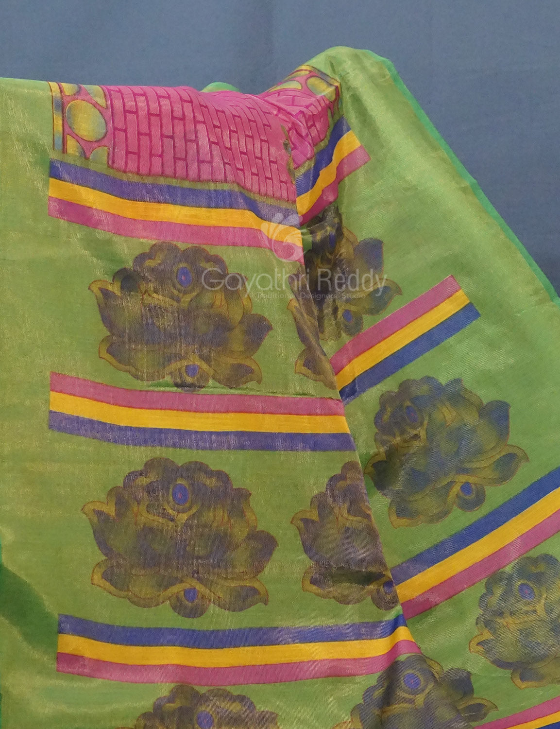 Rose Pink Printed Cotton Brasso Saree By Gayathri Reddy Designer Studio