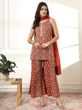 Yufta Cotton Rust Kurta Sharara Set