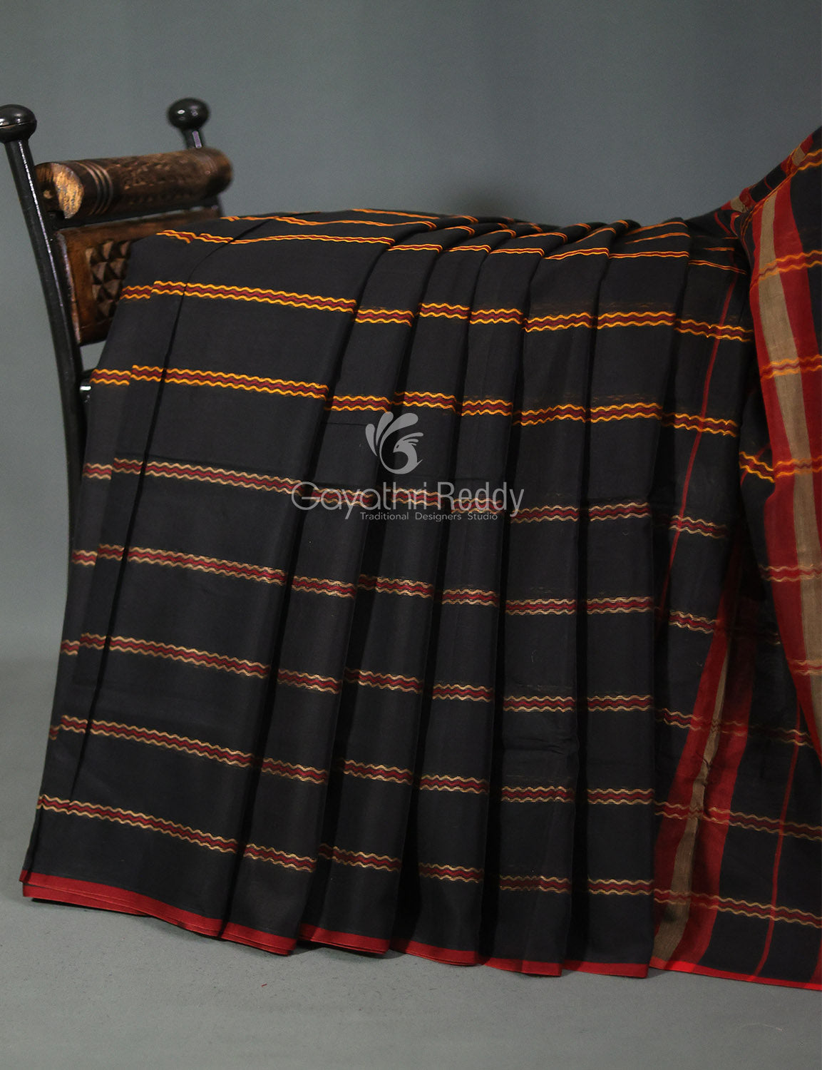 Combo of Black and Red Pure Narayanpet Cotton Saree By Gayathri Reddy Designer Studio