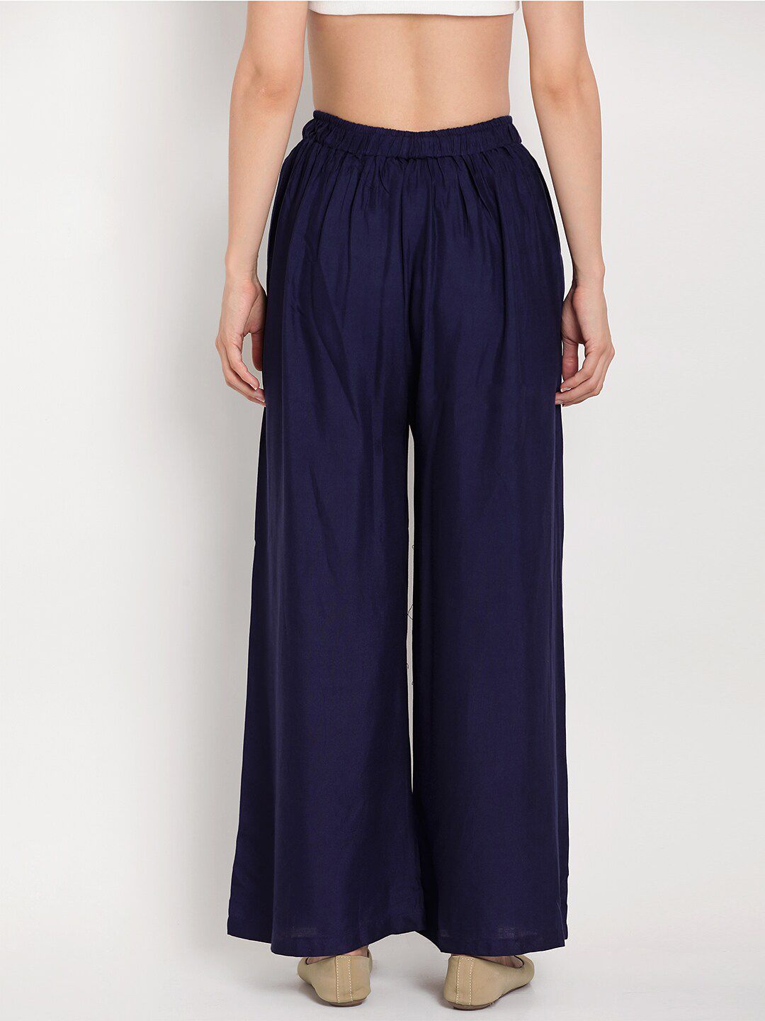 TAG 7 Women Navy Blue & Maroon Set of 2 Flared Ethnic Palazzos