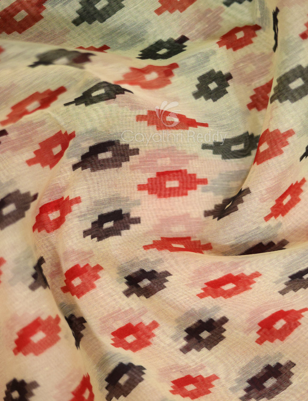 Shades of Cream And Red Colour Blouse Patola Print Semi Chanderi Saree By Gayathri Reddy Designer Studio