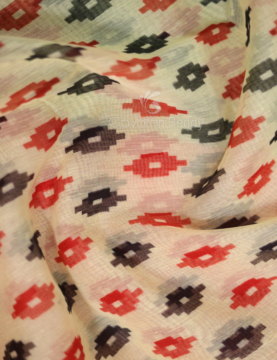 Shades of Cream And Red Colour Blouse Patola Print Semi Chanderi Saree By Gayathri Reddy Designer Studio
