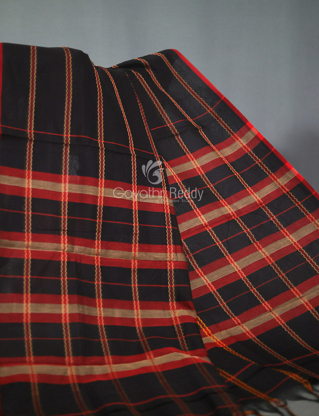 Combo of Black and Red Pure Narayanpet Cotton Saree By Gayathri Reddy Designer Studio