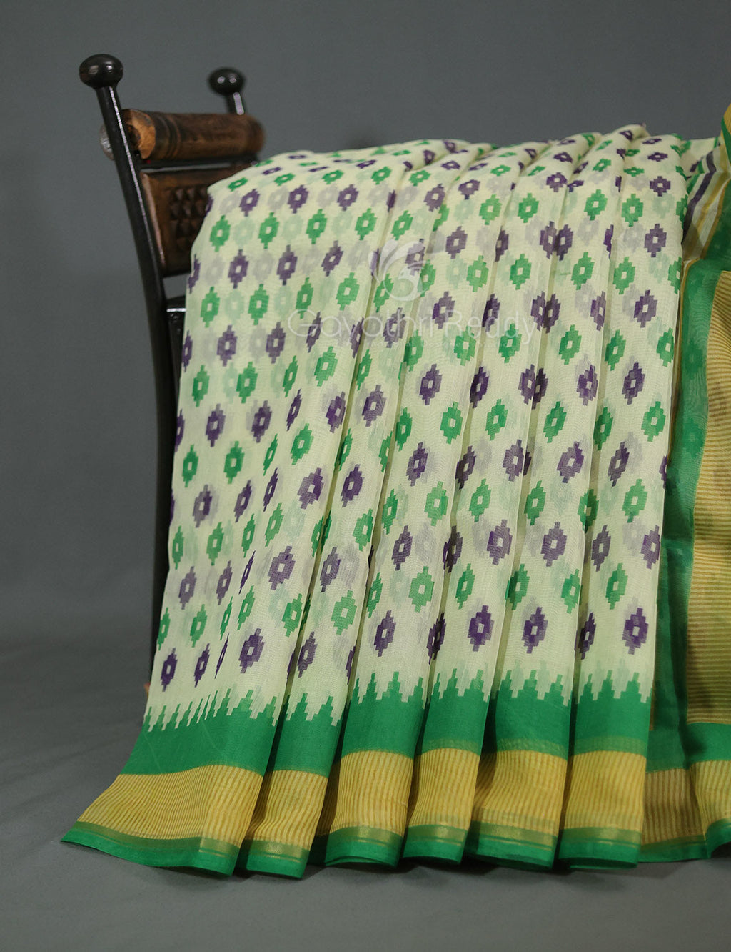 Shades of Cream And Mango Green Colour Blouse Patola Print Semi Chanderi Saree By Gayathri Reddy Designer Studio