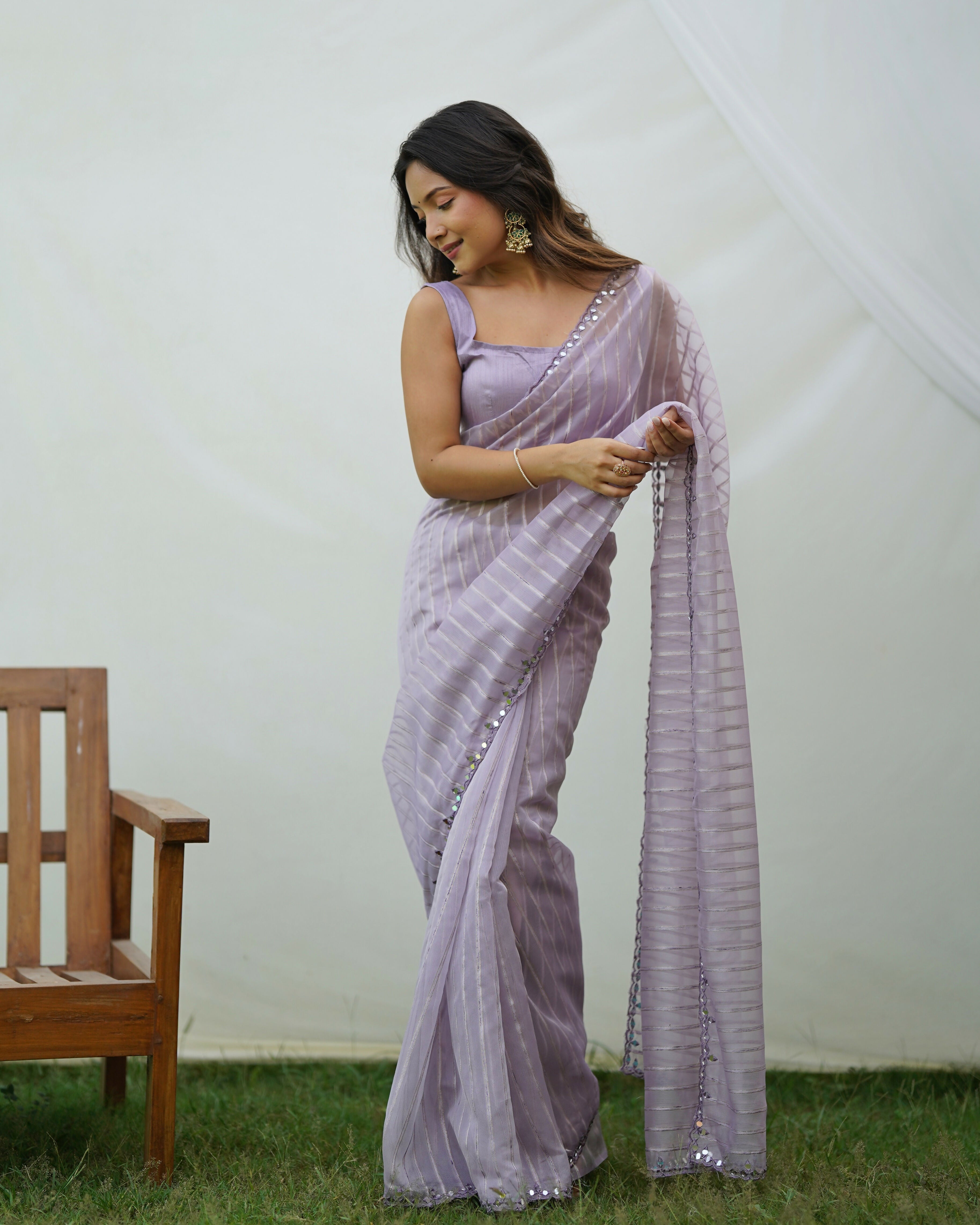 Vamsee Vijaysitara Lavender Organza Saree