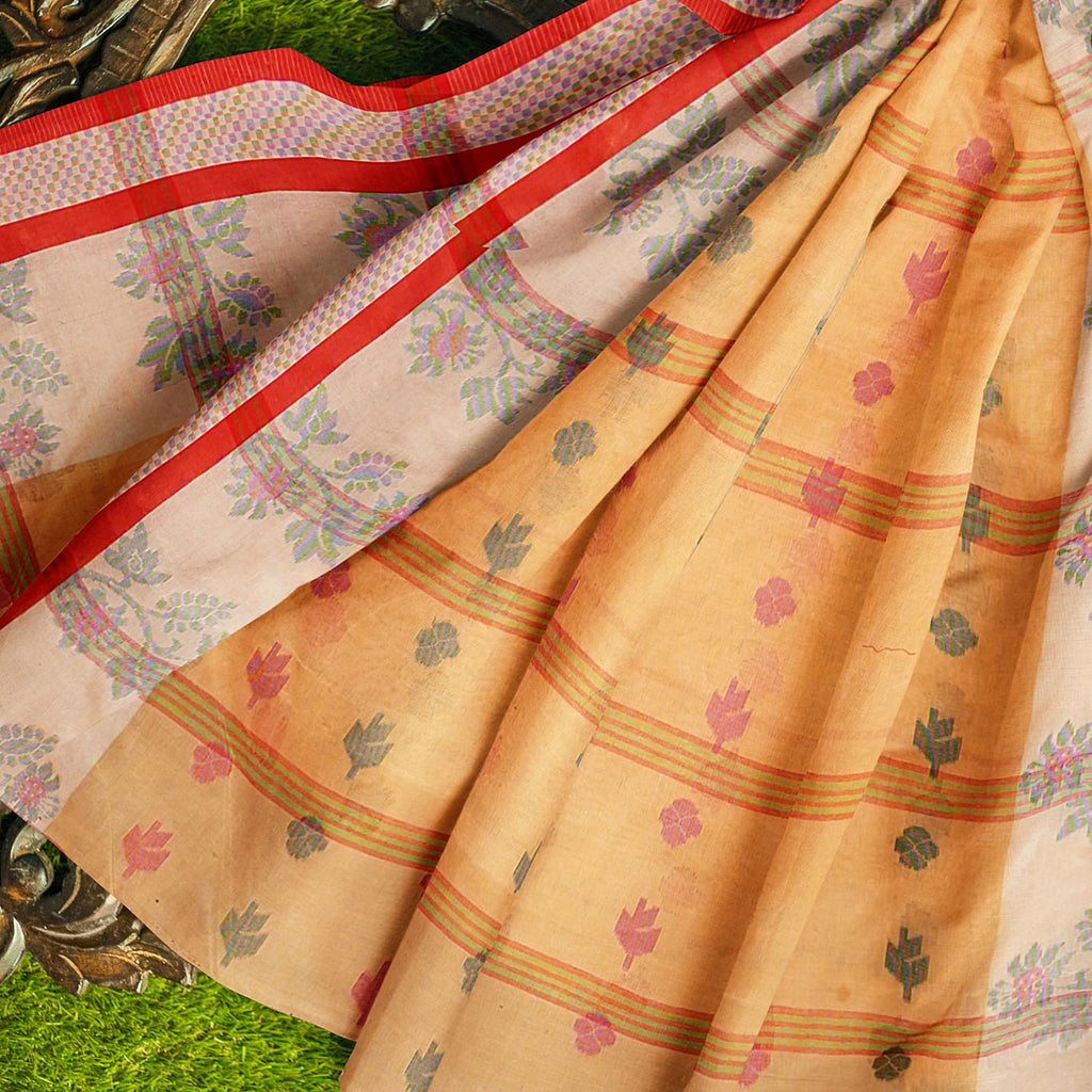 Exclusive Collection 100% Pure Cotton Yellow Tant Saree With Hand Weaving Work
