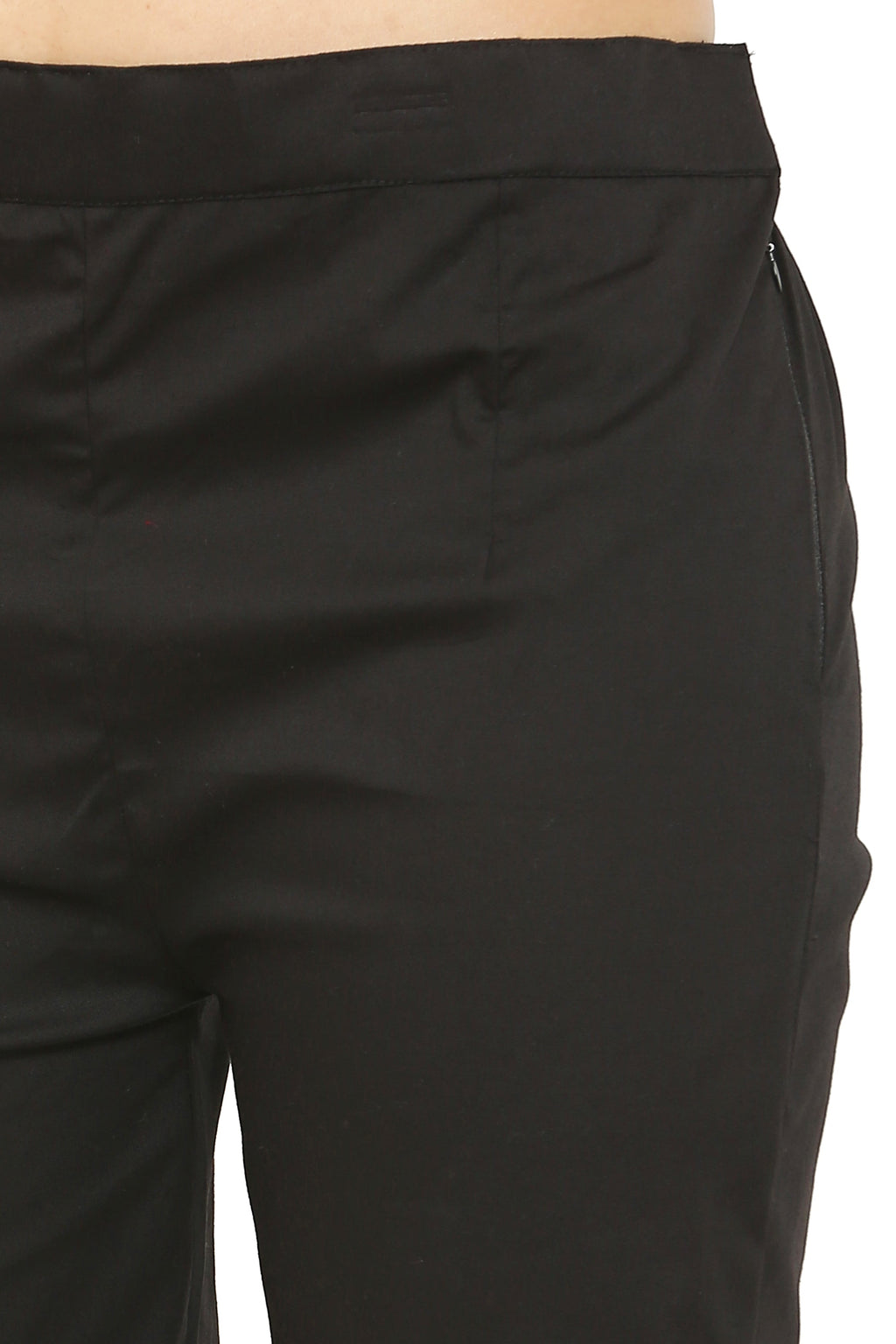 PAVONINE Black Color Stretchable Cotton Lycra Fabric Pencil Pant For Women
