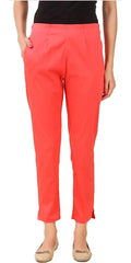 PAVONINE Gajri Color Stretchable Cotton Lycra Fabric Pencil Pant For Women