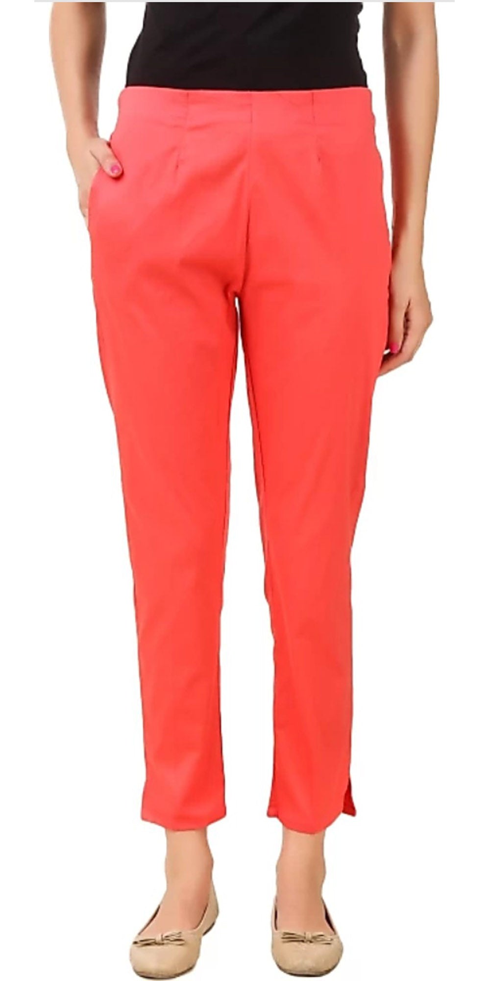 PAVONINE Gajri Color Stretchable Cotton Lycra Fabric Pencil Pant For Women