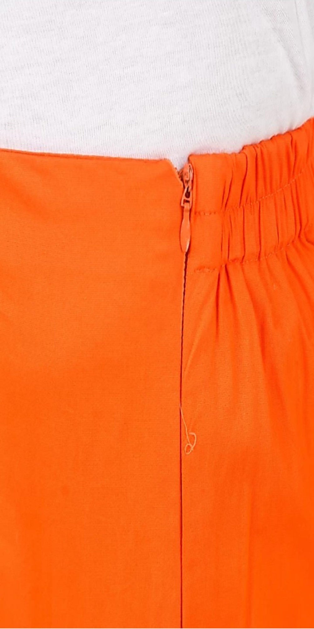 PAVONINE Orange Color Stretchable Cotton Lycra Fabric Pencil Pant For Women