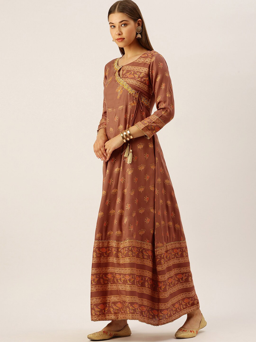 HERE&NOW Women Embroidered Regular Sleeves Kurta with Dupatta