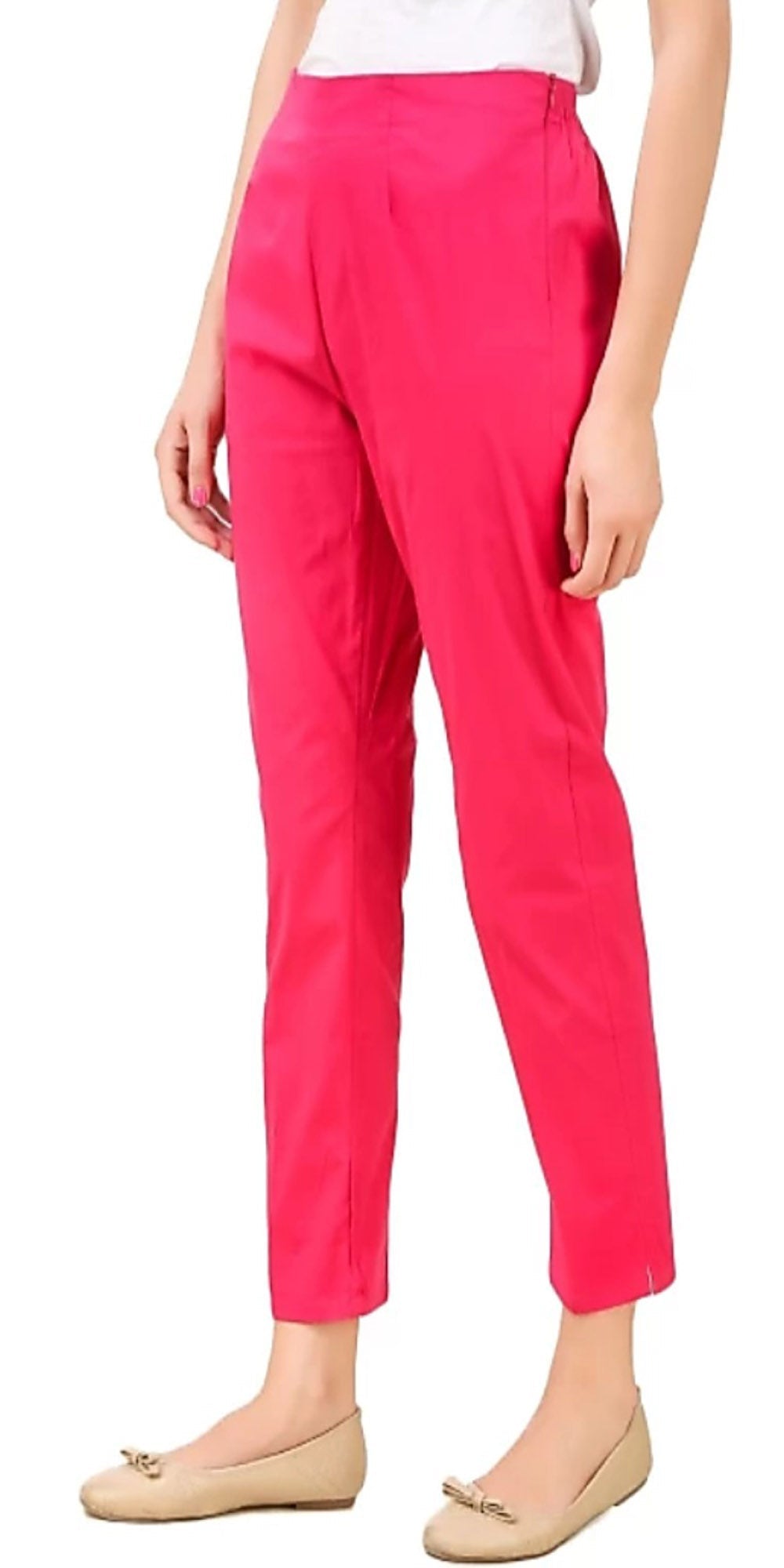 PAVONINE Rani Color Stretchable Cotton Lycra Fabric Pencil Pant For Women