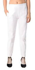 Indian Clothing PAVONINE White Color Stretchable Cotton Lycra Fabric Pencil Pant For Women