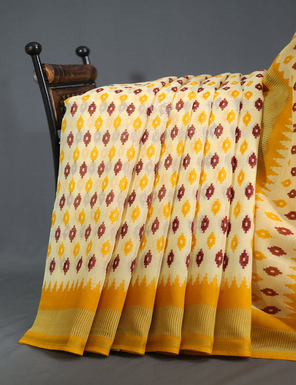 Shades of Cream And Light Orange Colour Blouse Patola Print Semi Chanderi Saree By Gayathri Reddy Designer Studio