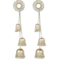 MS Fashion India Gold Color Afghani Kashmir Traditional Hanging Three Jhumka Floral Design Earrings