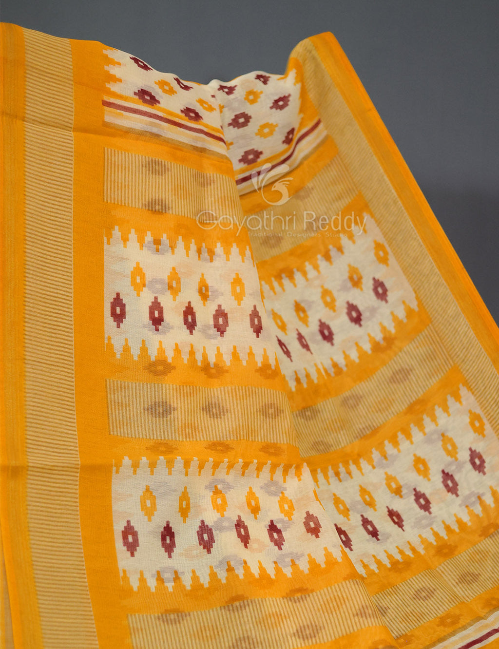 Shades of Cream And Light Orange Colour Blouse Patola Print Semi Chanderi Saree By Gayathri Reddy Designer Studio