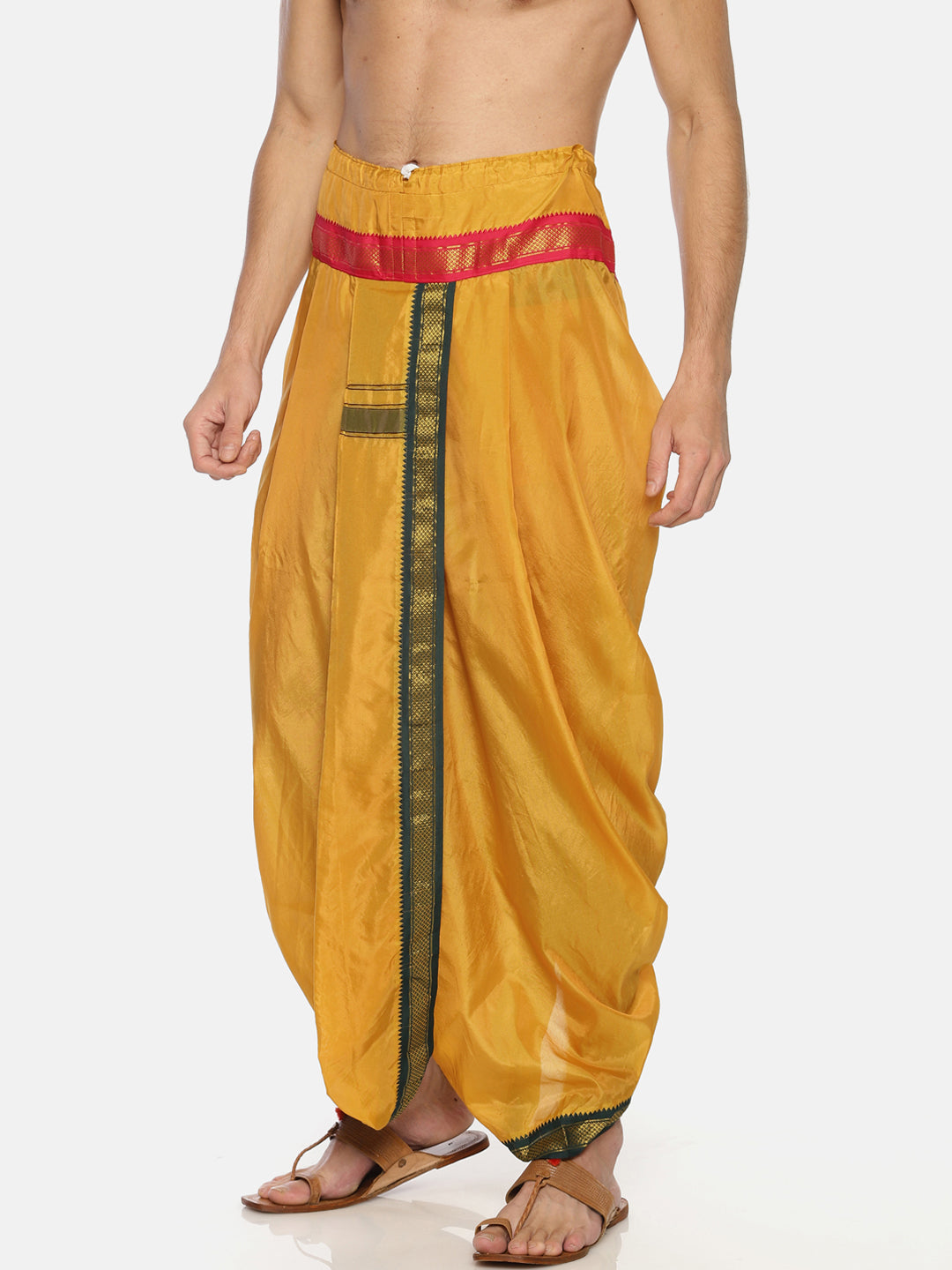 Sethukrishna Men Mustard Yellow Solid Readymade Dhoti Pant