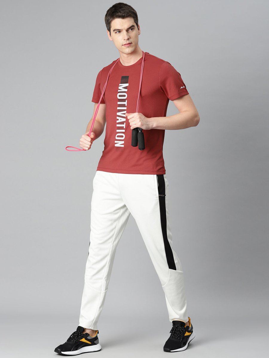 Alcis Men Typography Printed Anti Static Slim Fit Sports T-shirt