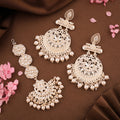 Tehzeeb Creations Fashionable Gold Earrings With Tikka Studded With Kundan And Pearl