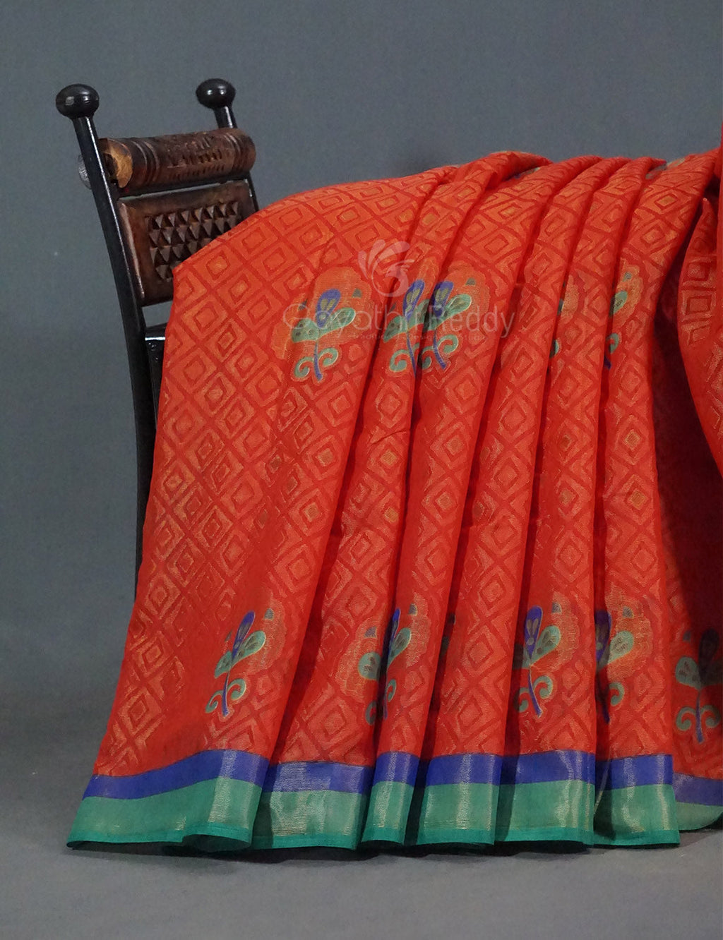 Orange Colour With Pista Green Blouse Cotton Brasso Saree By Gayathri Reddy Designer Studio