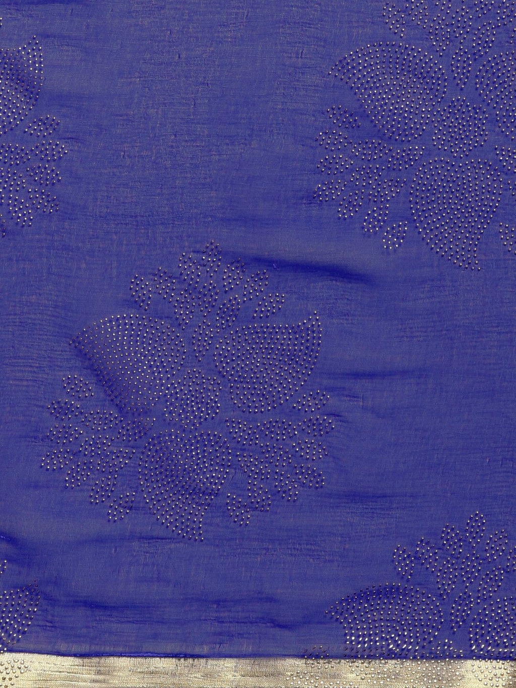 Saree Mall Blue & Gold-Toned Ethnic Motifs Sarees