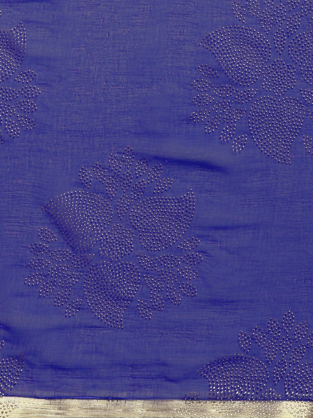 Saree Mall Blue & Gold-Toned Ethnic Motifs Sarees