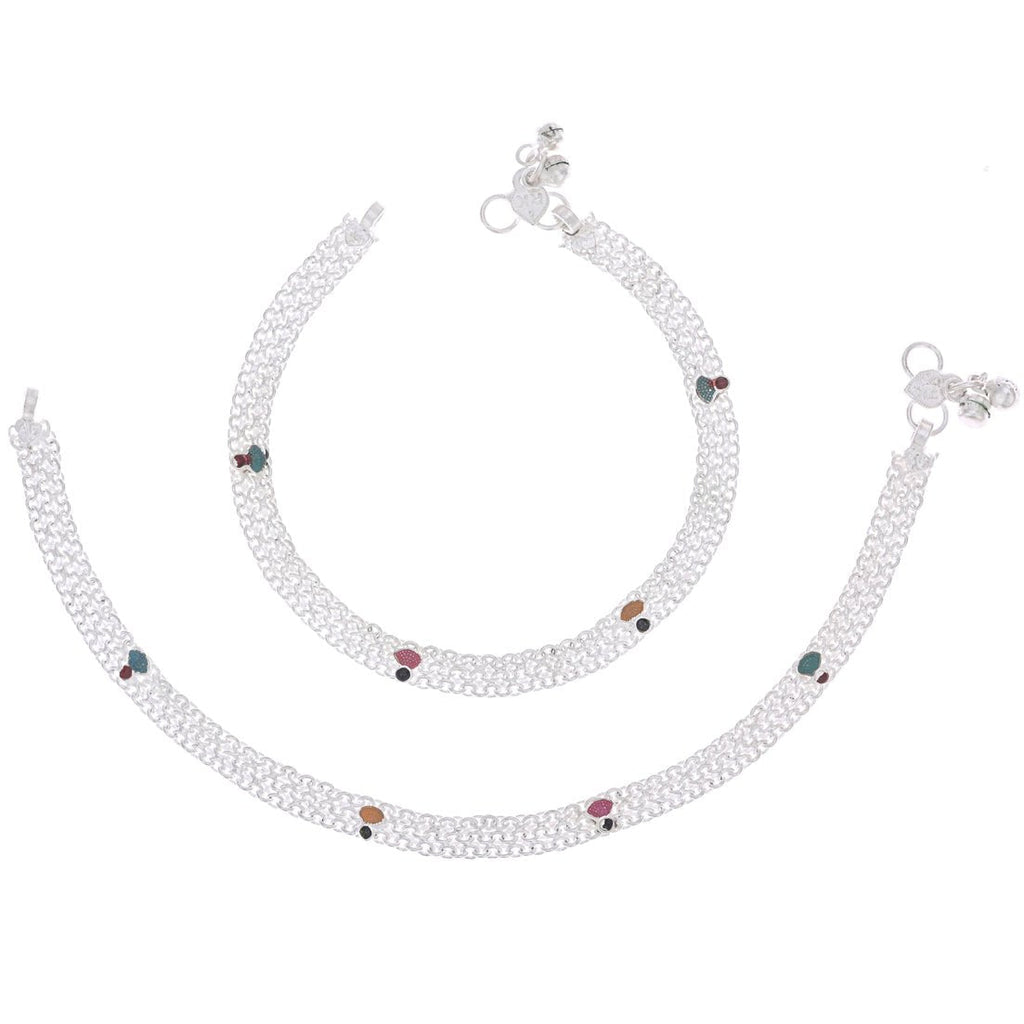 AanyaCentric Silver Plated Traditional Anklets Payal - Classic and Stylish for Women and Girls