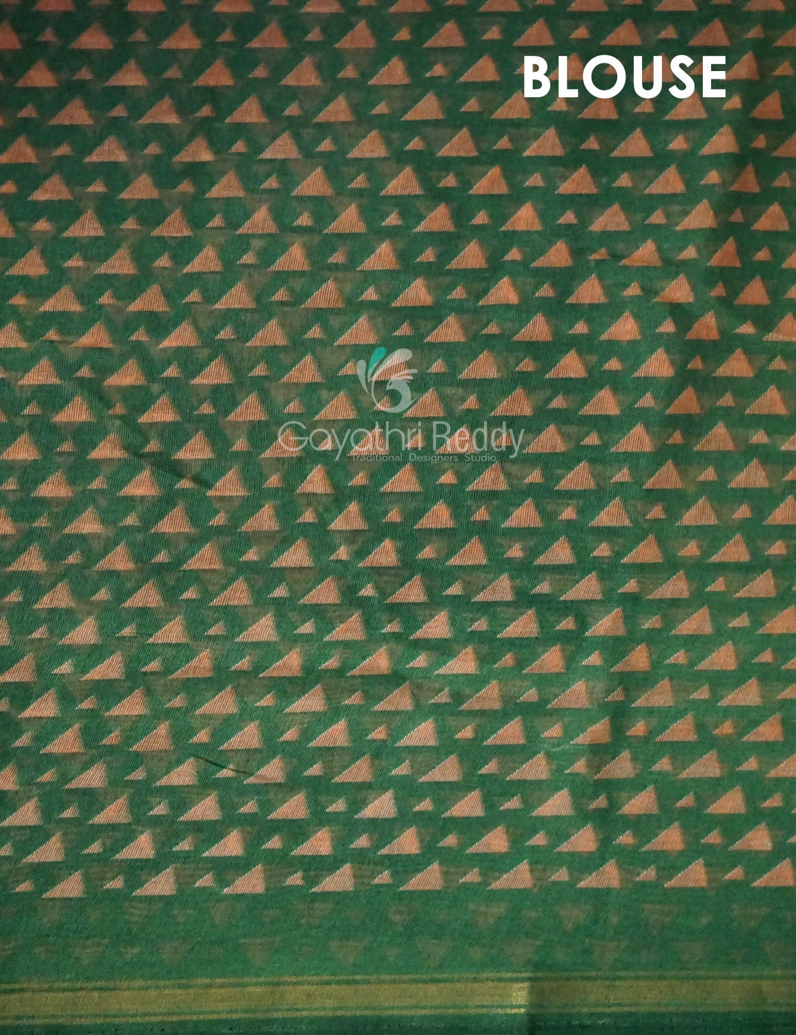 Shades of Dark Mehndi With Leaf Green Blouse Creeper Design Semi Chanderi Saree By Gayathri Reddy Designer Studio