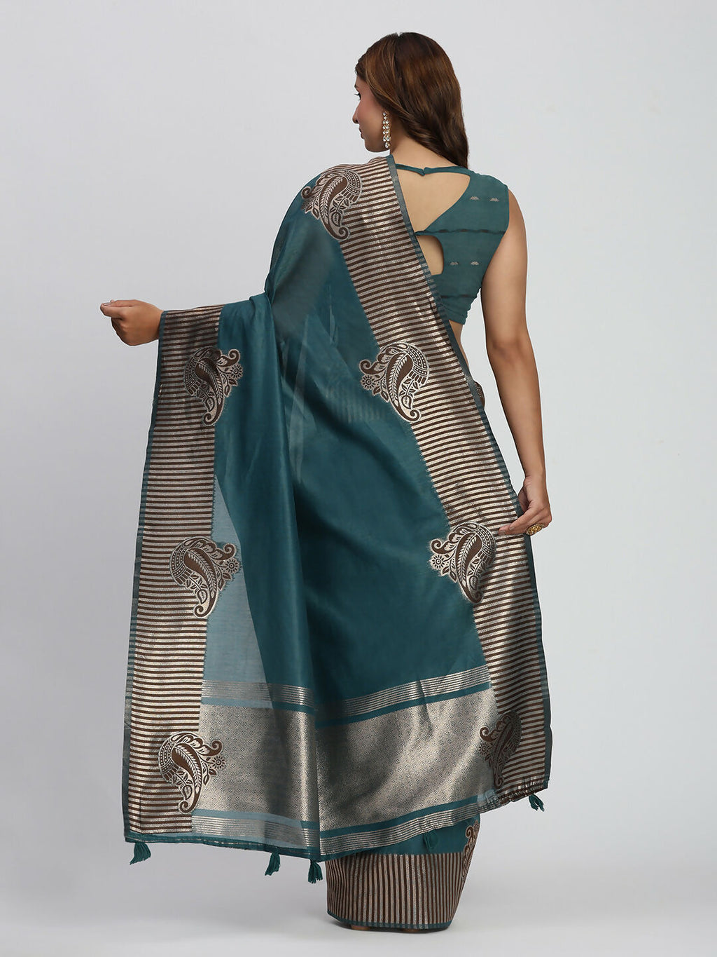 Shree Shyam Fashion Linen Cotton Sea Green Saree