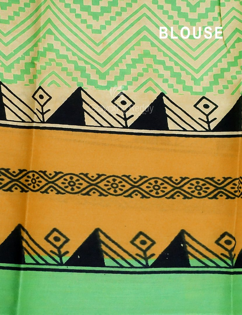 Lime Yellow Colour Block Print Pure Kota Cotton Saree By Gayathri Reddy Designer Studio