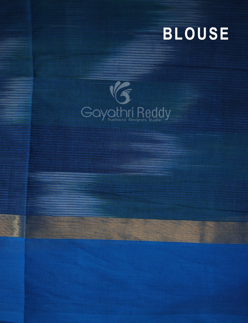 Dual Shades of Black And Bottle Green Mangalagiri Ikkat Cotton Saree By Gayathri Reddy Designer Studio