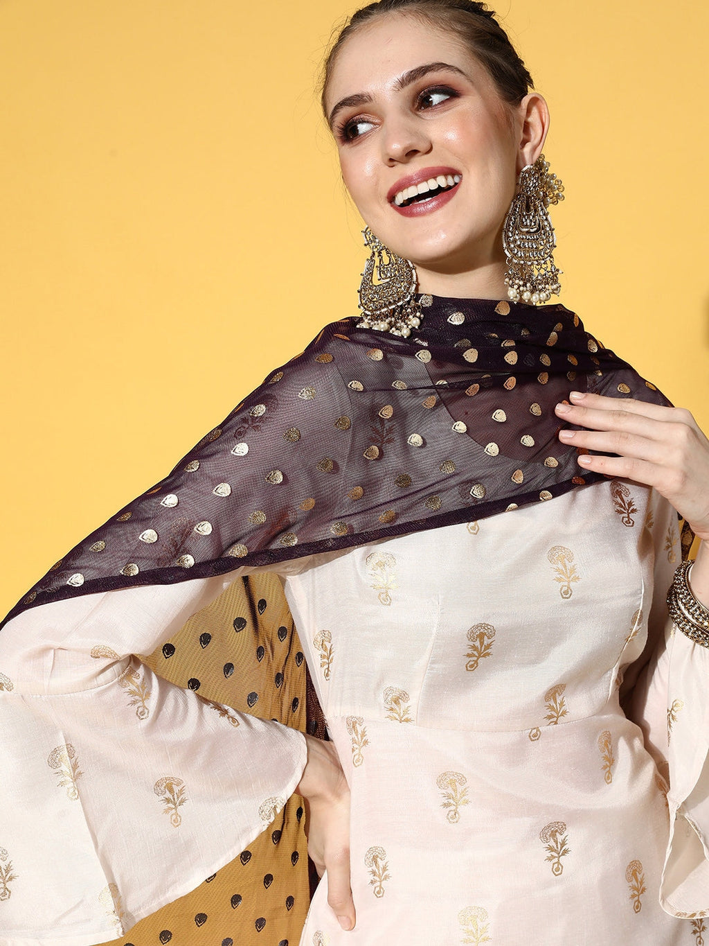 HERE&NOW Women Ethnic Motifs Polyester Print Parade Kurta Set