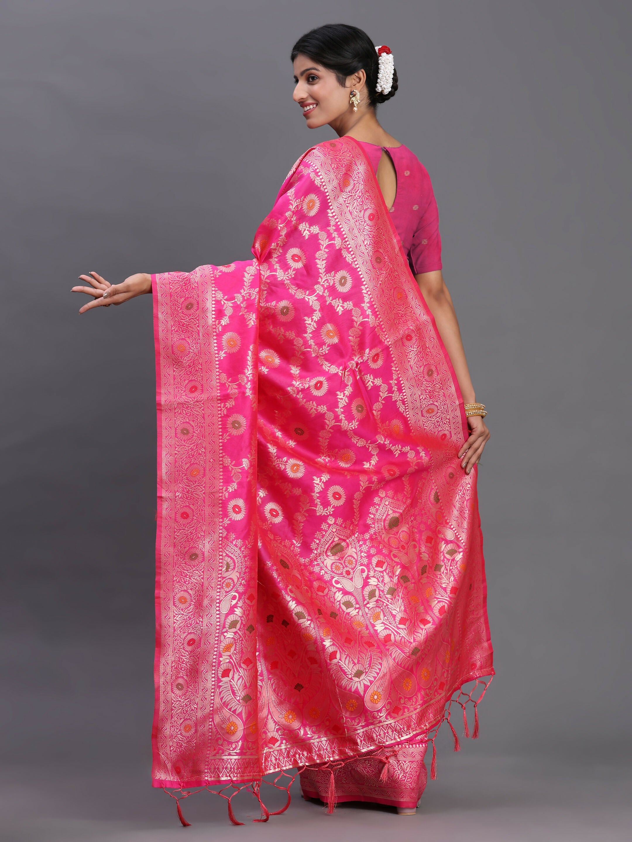 Shree Shyam Fashion Banarasi Silk Pink Saree