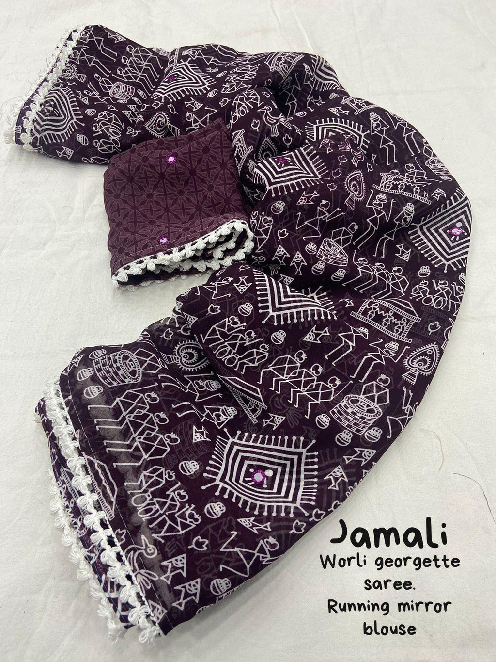 Jambali Poly Georgette Ethnic Motifs Saree with Unstitched Blouse - Hiral Fashion