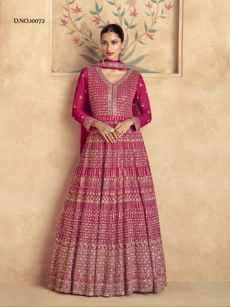 Vastranavya Stunning Pink Georgette Gota Sequins A-Line Anarkali Suit