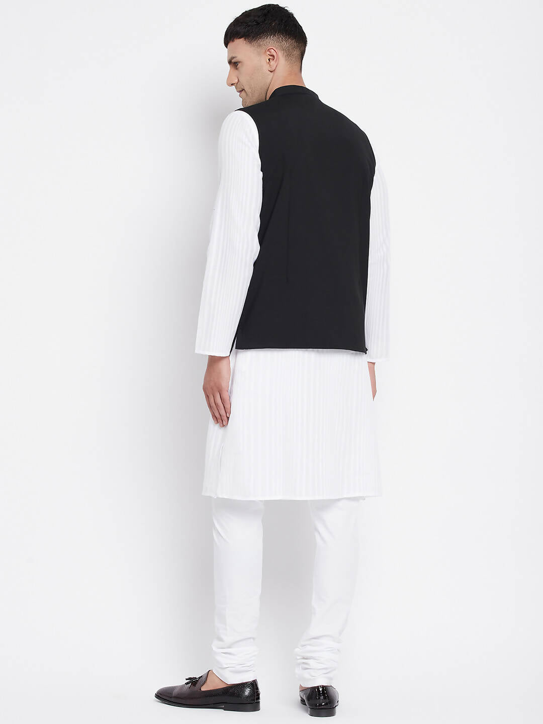Even Apparels Black Pure Cotton Nehru Jacket With Eid Insignia NJ-PW668-EID