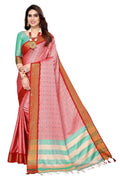 Vamika Weaving Pink Cotton Silk Saree
