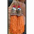 MS Fashion India Latest Fashion Orange Hanging Threads In Jhumka Earrings