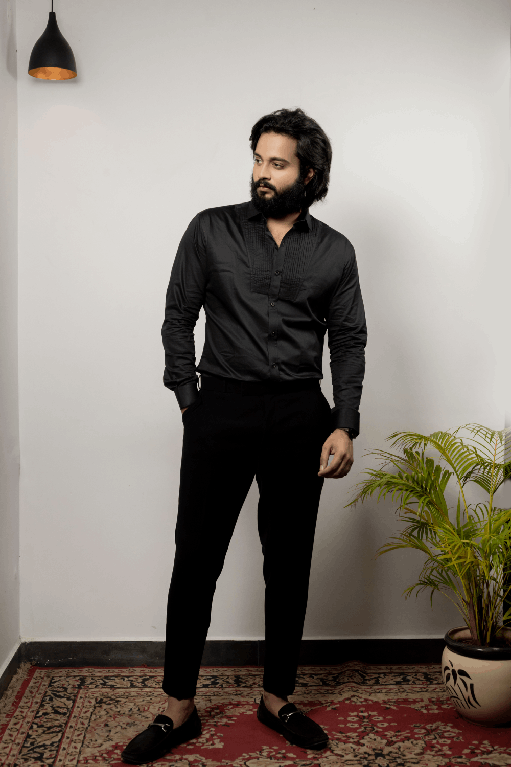 Black Pintuck Shirt by Hilo Design