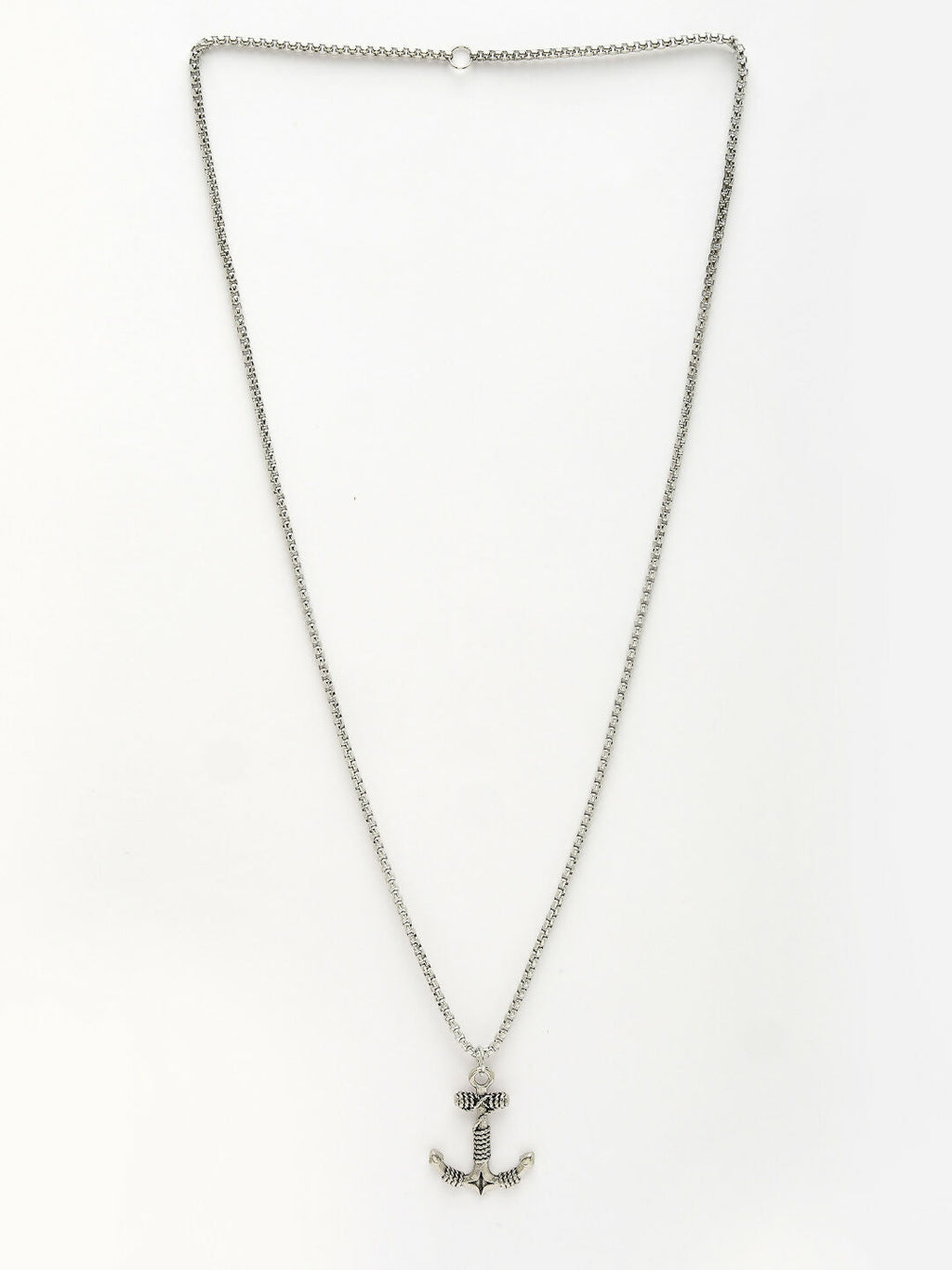 NVR Men's Silver-Plated Stainless Steel Pendant with Chain