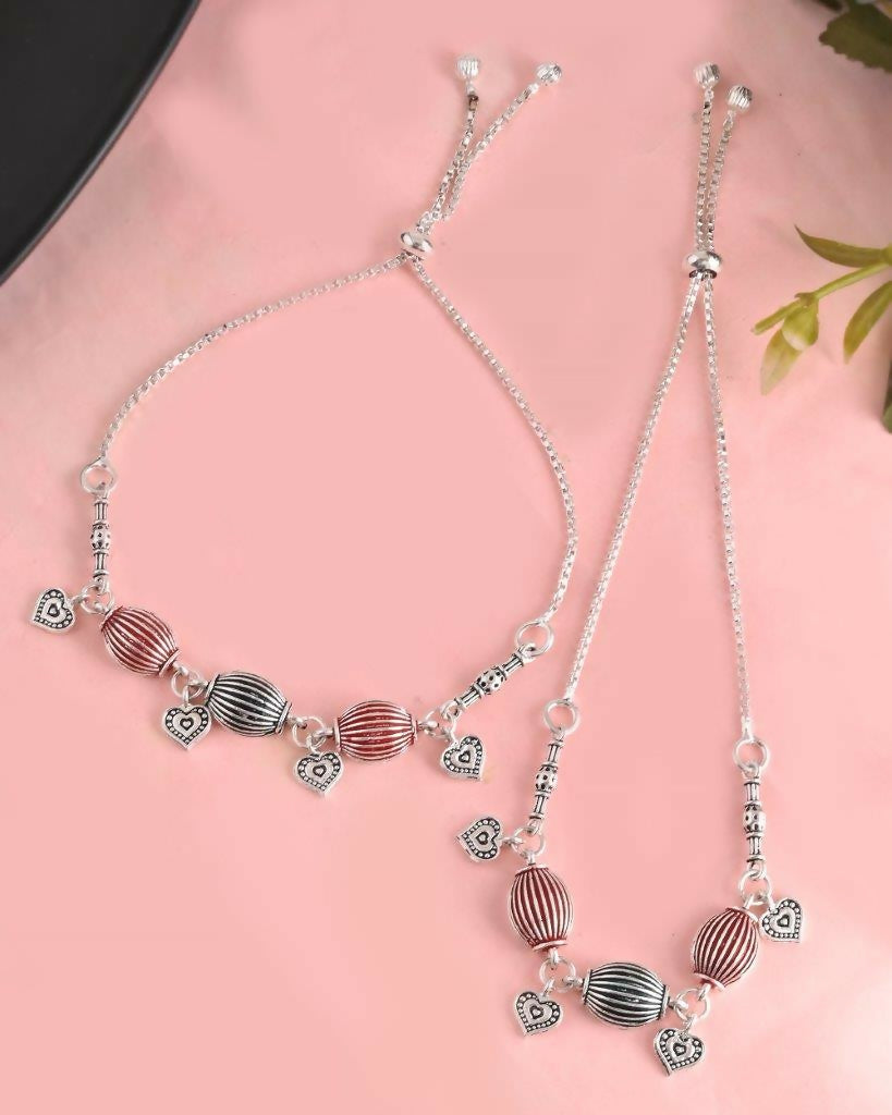 VOJ Set of 2 Traditional Done Shapped Designer Anklet