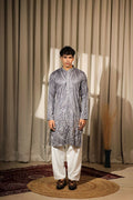 Bluish Grey Viscose Designer Embroidery Work Kurta Set - Mahotsav