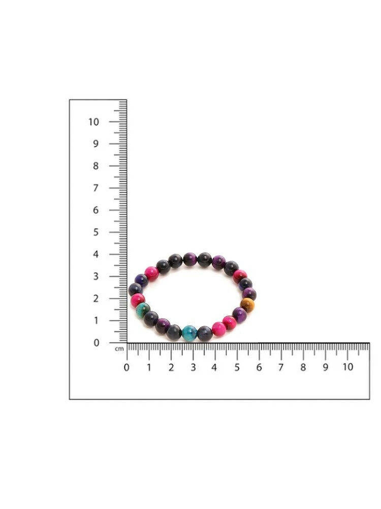 Red Carnelian, Lapis Lazuli, Amethyst and Green Avanturine Multicoloured Black Toned crystal bracelet - Ruby Raang