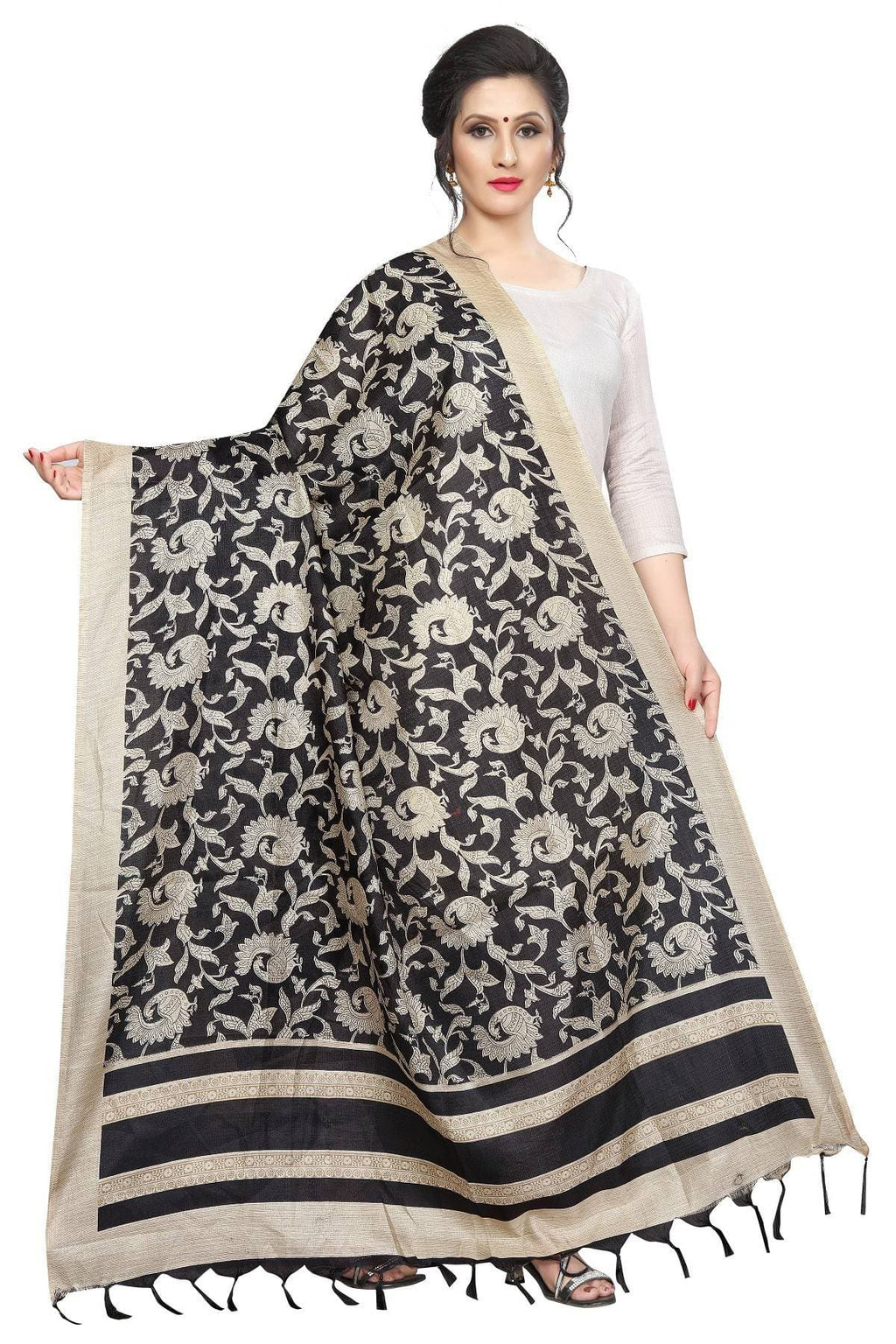 Vamika Peacock Printed Khadi Bhagalpuri Dupatta