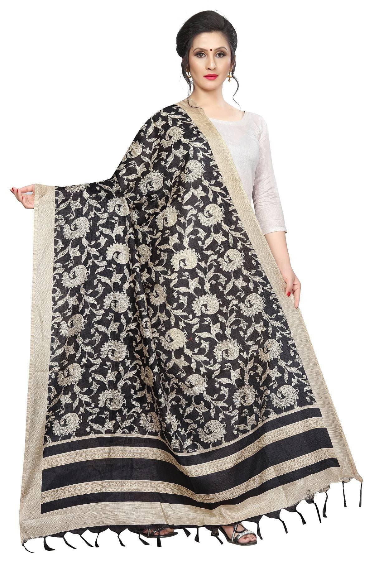Vamika Peacock Printed Khadi Bhagalpuri Dupatta