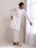 trueBrowns White Dobby Front Placket Co-Ord Set