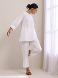 trueBrowns White Dobby Baggy Sleeve Co-Ord Set