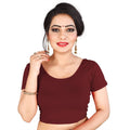 Vamika Brown Lycra Plain Blouse