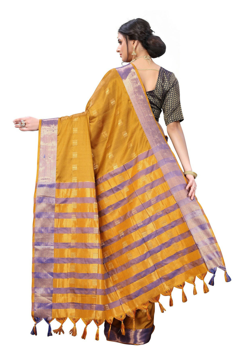 Vamika Ethnic Fire Mustard Cotton Silk Weaving Saree